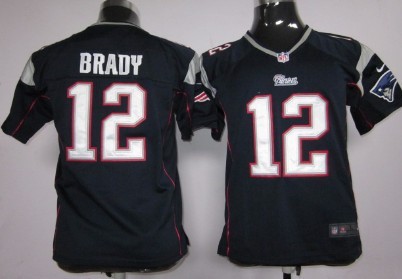 youths Jersey nike New England Patriots 12 Tom Brady Blue Game